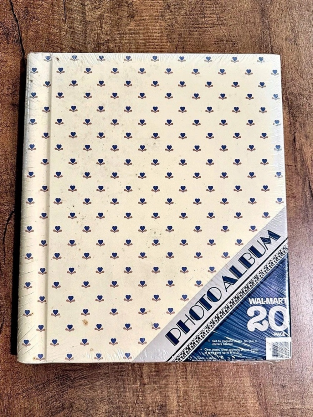 NWT Vintage Walmart 20 Page Magnetic Photo Album Cream & Blue NWT